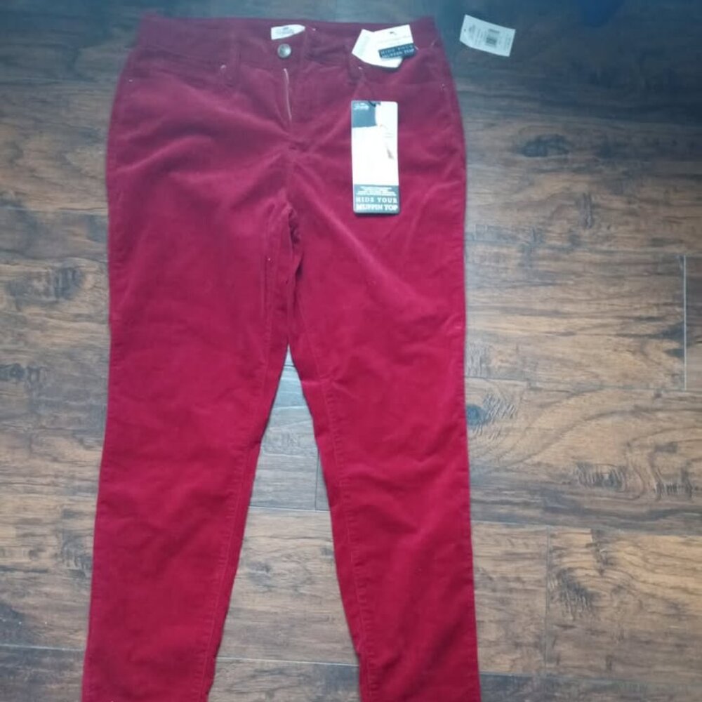High Waist Burgundy Stretch Courdoroy Pants